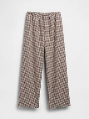 GAP Wide-Leg Gingham Pants in Brown/White, S